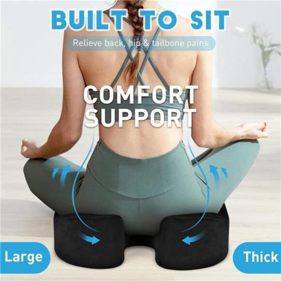 Memory Foam Seat Cushion Thick Office Chair Car Airplane Tailbone Back Pain Reli - Picture 4 of 7